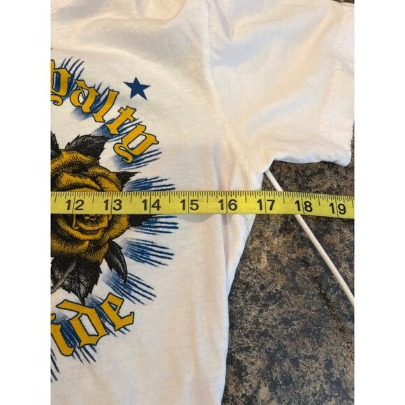 Sinful x Affliction‎ Women Graphic Short Sleeve Tee Large Blue Gold - Picture 5 of 6